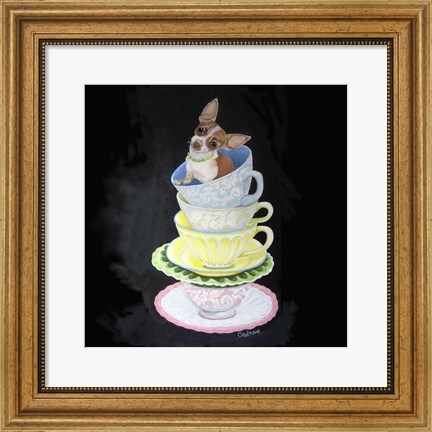 Framed Chihuahua Teacups Print