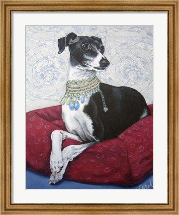 Framed Italian Greyhound on Red Print