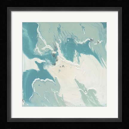 Framed Marbled Aqua I Print