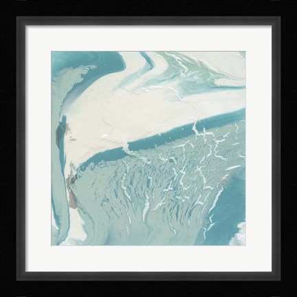Framed Marbled Aqua II Print