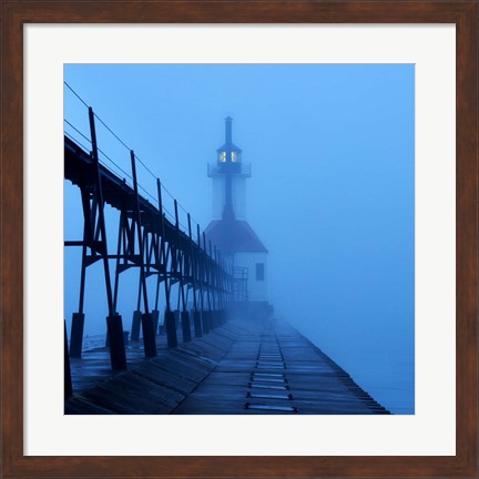 Framed Lighthouse at Night I Print