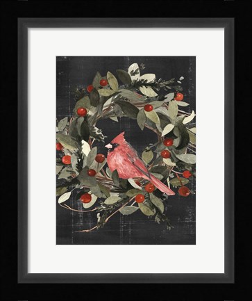 Framed Christmas Cardinal I Print