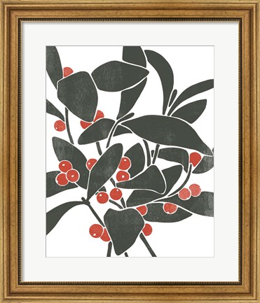 Framed Colorblock Berry Branch I Print