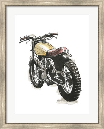 Framed Motorcycles in Ink III Print