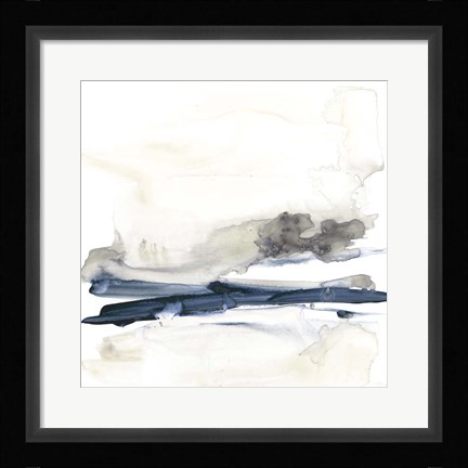 Framed Navy Horizon Line I Print