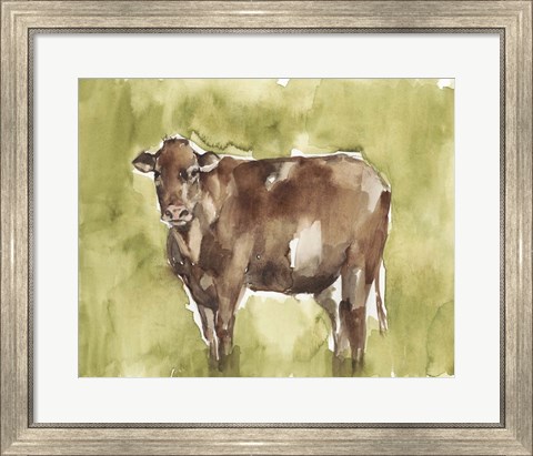 Framed Cow in the Field II Print