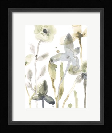 Framed Stone Moss Stems III Print