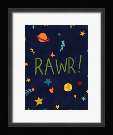 Framed Starry Dinos I Print