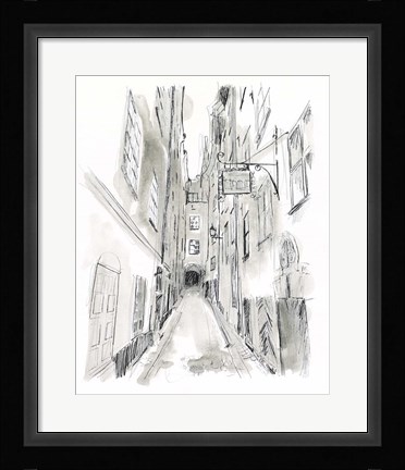 Framed European City Sketch I Print