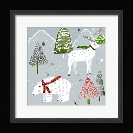 Framed Stars &amp; Snowflakes I Print