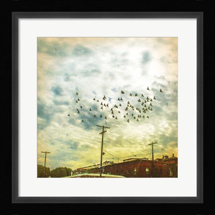Framed Birds on Wires V Print