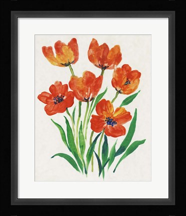Framed Red Tulips in Bloom II Print