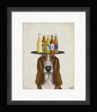 Framed Basset Hound Beer Lover Print