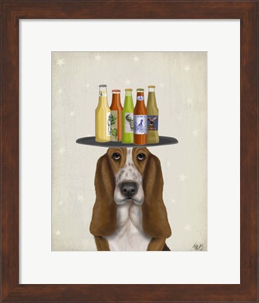 Framed Basset Hound Beer Lover Print