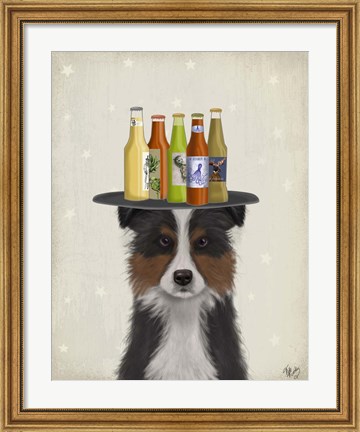 Framed Border Collie Tricolour Beer Lover Print