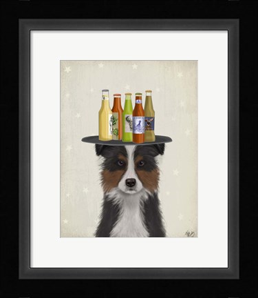Framed Border Collie Tricolour Beer Lover Print