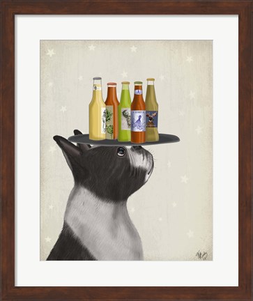 Framed Boston Terrier Beer Lover Print