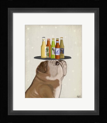 Framed English Bulldog Beer Lover Print