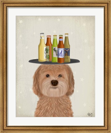 Framed Labradoodle Gold Beer Lover Print