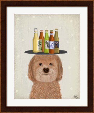 Framed Labradoodle Gold Beer Lover Print