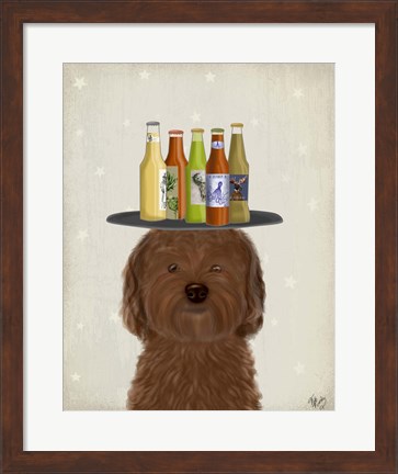 Framed Labradoodle Brown Beer Lover Print