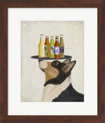 Framed Corgi Tricolour Beer Lover Print
