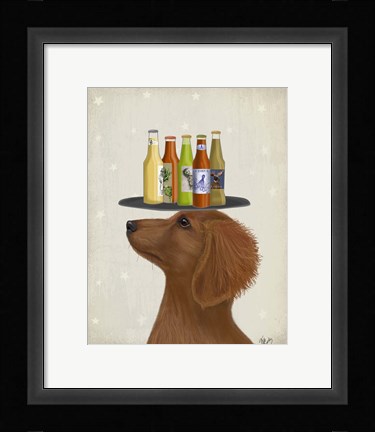 Framed Dachshund Tan Beer Lover Print