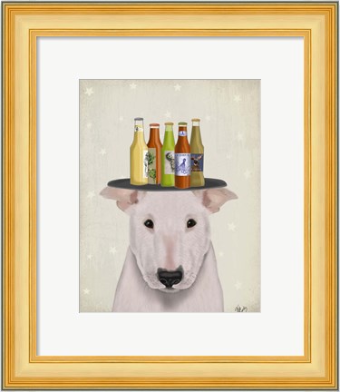 Framed English Bull Terrier Beer Lover Print
