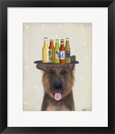 Framed German Shepherd Beer Lover Print