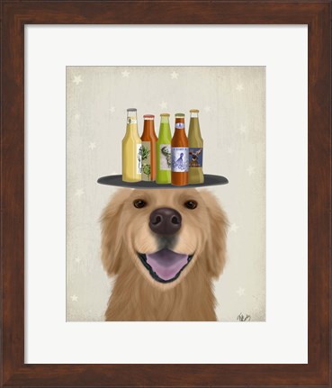 Framed Golden Retriever Beer Lover Print
