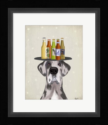 Framed Great Dane Harlequin Beer Lover Print