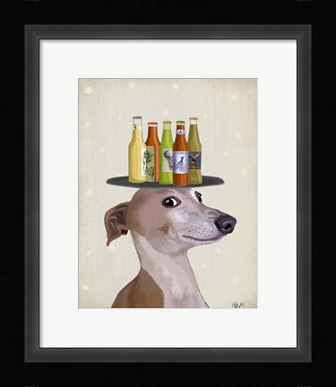 Framed Greyhound Tan Beer Lover Print