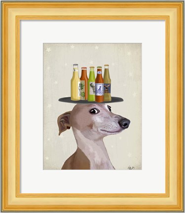 Framed Greyhound Tan Beer Lover Print