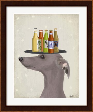 Framed Greyhound Grey Beer Lover Print