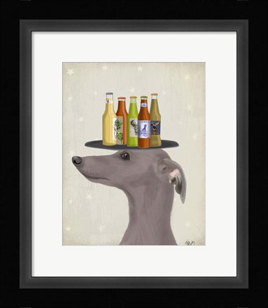 Framed Greyhound Grey Beer Lover Print