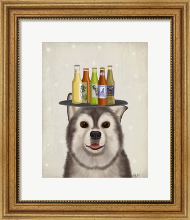 Framed Husky 1 Beer Lover Print