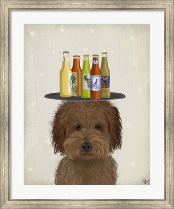 Framed Labradoodle Brown 1 Beer Lover Print