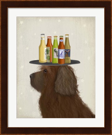 Framed Labradoodle Brown 2 Beer Lover Print