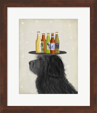 Framed Labradoodle Black 2 Beer Lover Print