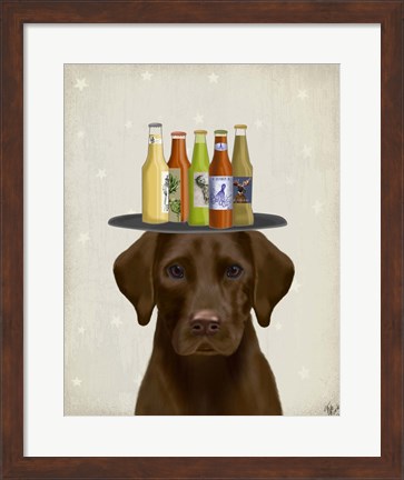 Framed Labrador Yellow Beer Lover Print