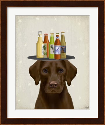 Framed Labrador Yellow Beer Lover Print