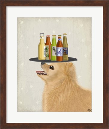 Framed Pomeranian Yellow Beer Lover Print