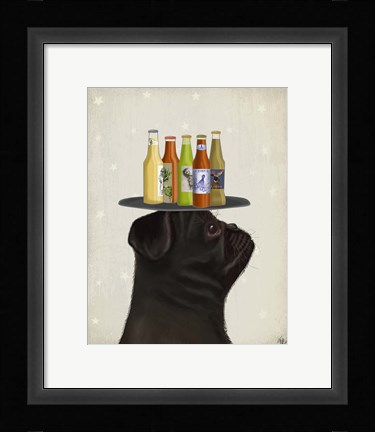 Framed Pug Black Beer Lover Print