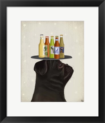 Framed Pug Black Beer Lover Print