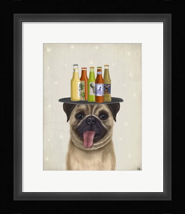 Framed Pug Fawn Beer Lover Print