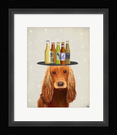 Framed Cocker Spaniel Golden Beer Lover Print