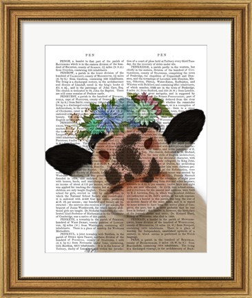 Framed Cow with Flower Crown 2 Book Print Print