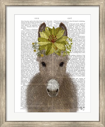 Framed Donkey Sunflower Book Print Print