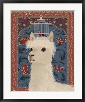 Framed Llama and Birdcage Print