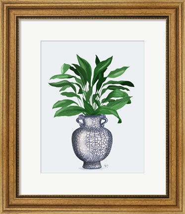 Framed Chinoiserie Vase 2, With Plant Print